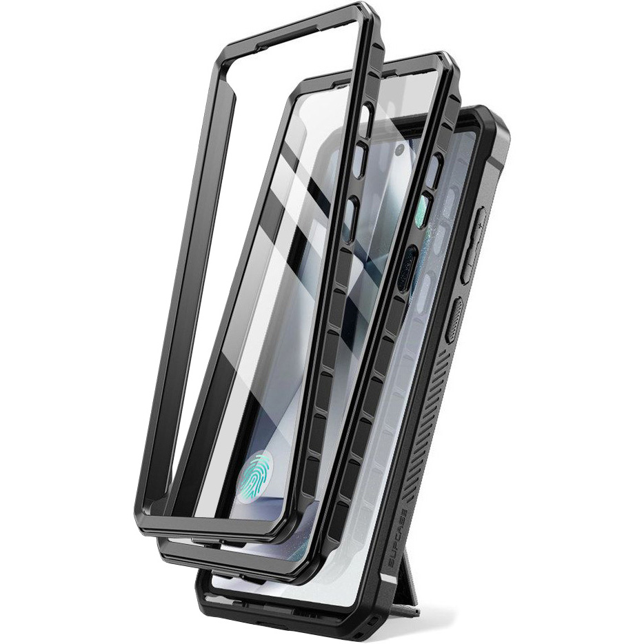 Etui pancerne z osłoną na ekran, z wbudowaną podstawką i kaburą z klipsem obrotowym Supcase Unicorn Beetle Pro do Galaxy S25 Ultra, czarne
